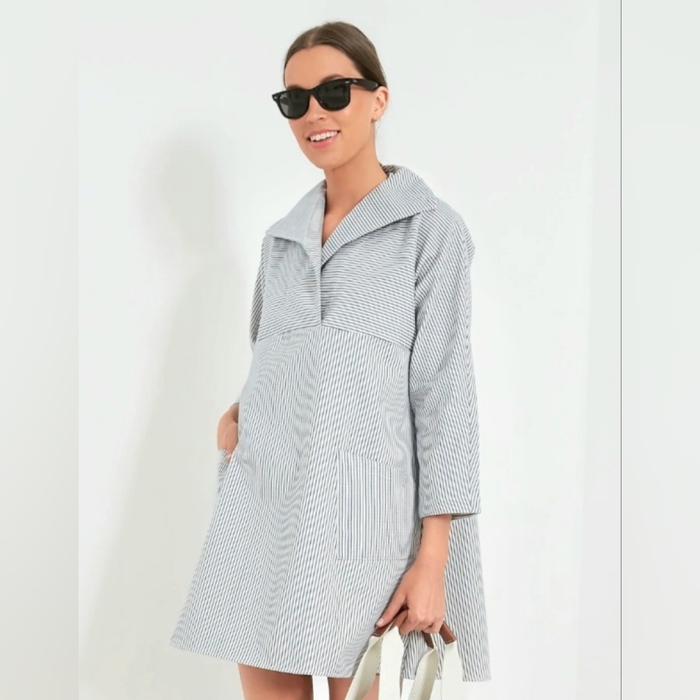NEW TUCKERNUCK FRENCH BLUE  STRIPE SLOANE DRESS. - Picture 2 of 8